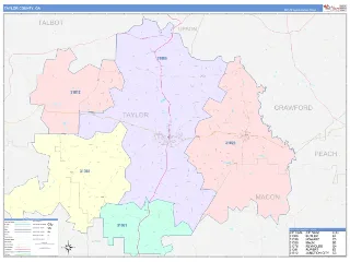 Taylor County, GA ColorCast style ZIP Code wall map