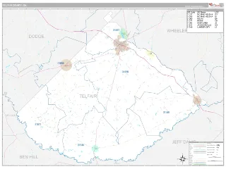 Telfair County, GA Classic style ZIP Code wall map