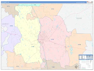 Tift County, GA ColorCast style ZIP Code wall map