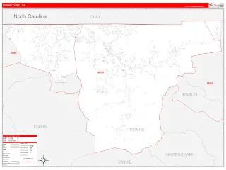 Towns County, GA RedLine style ZIP Code wall map