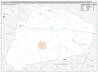 Treutlen County, GA Classic style ZIP Code wall map