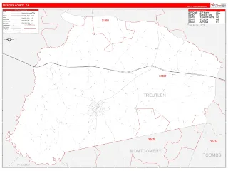 Treutlen County, GA RedLine style ZIP Code wall map