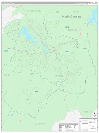 Union County, GA Classic style ZIP Code wall map