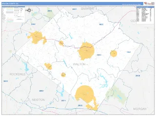 Walton County, GA Business Reference style ZIP Code wall map