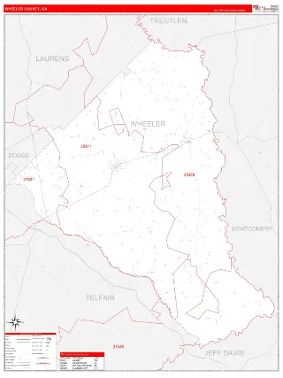 Wheeler County, GA RedLine style ZIP Code wall map
