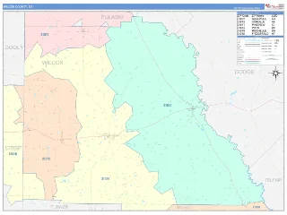 Wilcox County, GA ColorCast style ZIP Code wall map