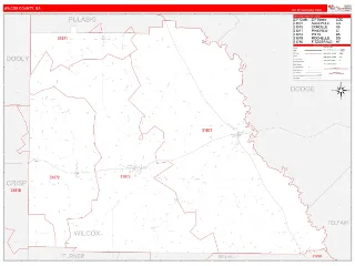 Wilcox County, GA RedLine style ZIP Code wall map