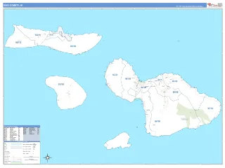 Maui County, HI Business Reference style ZIP Code wall map