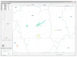 Adams County, IA Classic style ZIP Code wall map