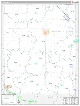 Benton County, IA Classic style ZIP Code wall map