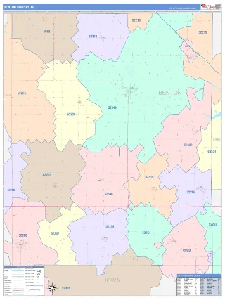 Benton County, IA ColorCast style ZIP Code wall map