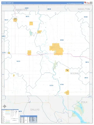 Boone County, IA Business Reference style ZIP Code wall map