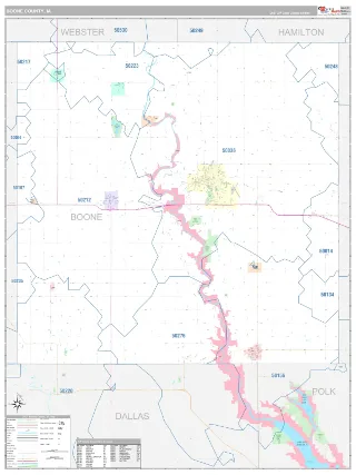 Boone County, IA Classic style ZIP Code wall map