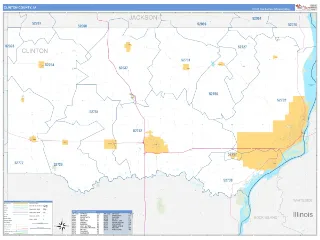 Clinton County, IA Business Reference style ZIP Code wall map