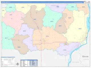 Clinton County, IA ColorCast style ZIP Code wall map