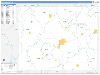 Crawford County, IA Business Reference style ZIP Code wall map