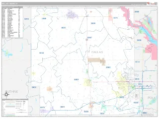 Dallas County, IA Classic style ZIP Code wall map
