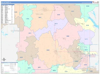 Dallas County, IA ColorCast style ZIP Code wall map