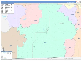 Davis County, IA ColorCast style ZIP Code wall map