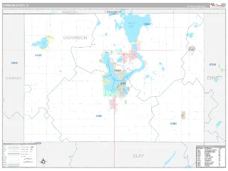 Dickinson County, IA Classic style ZIP Code wall map