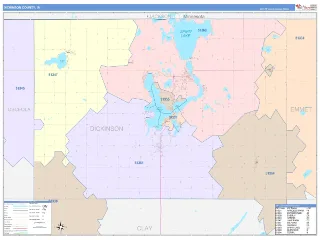 Dickinson County, IA ColorCast style ZIP Code wall map