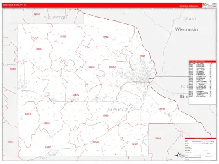 Dubuque County, IA RedLine style ZIP Code wall map