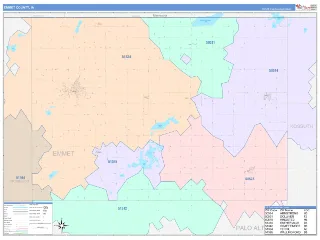 Emmet County, IA ColorCast style ZIP Code wall map