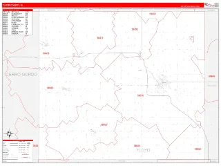 Floyd County, IA RedLine style ZIP Code wall map