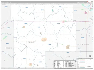 Grundy County, IA Classic style ZIP Code wall map