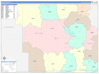 Guthrie County, IA ColorCast style ZIP Code wall map