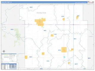Hamilton County, IA Business Reference style ZIP Code wall map