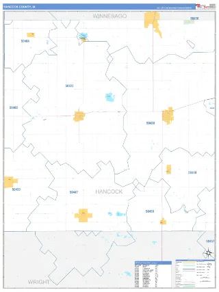 Hancock County, IA Business Reference style ZIP Code wall map