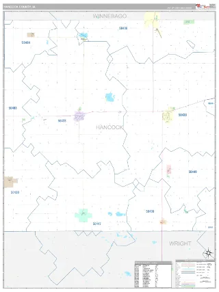 Hancock County, IA Classic style ZIP Code wall map