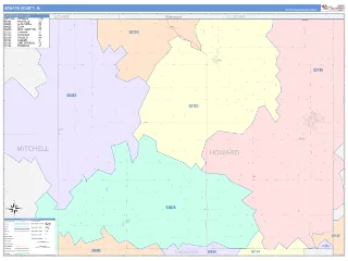 Howard County, IA ColorCast style ZIP Code wall map