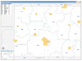 Humboldt County, IA Business Reference style ZIP Code wall map