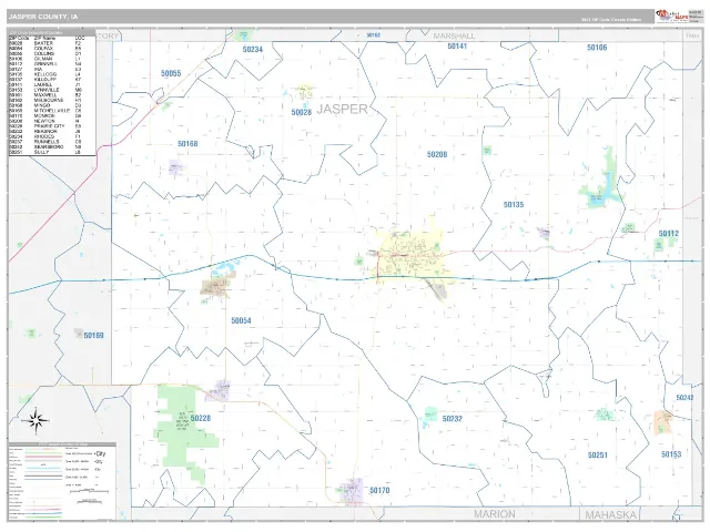 Jasper County, IA ZIP Code Wall Map, Classic style