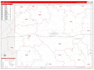 Jasper County, IA RedLine style ZIP Code wall map