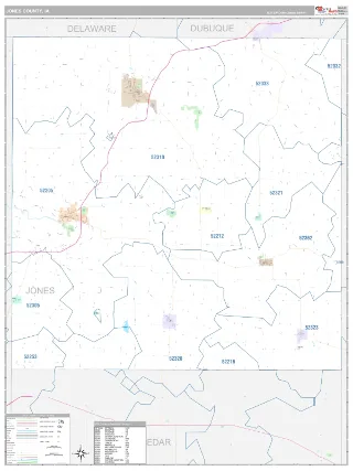 Jones County, IA Classic style ZIP Code wall map