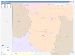 Lucas County, IA ColorCast style ZIP Code wall map