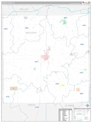 Madison County, IA Classic style ZIP Code wall map