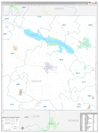 Marion County, IA Classic style ZIP Code wall map