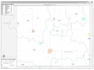 Mitchell County, IA Classic style ZIP Code wall map