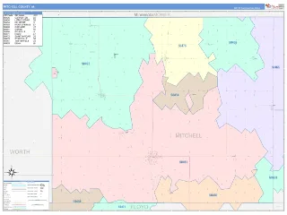 Mitchell County, IA ColorCast style ZIP Code wall map