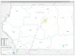 Plymouth County, IA Classic style ZIP Code wall map