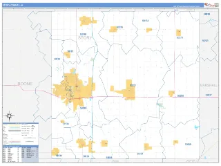 Story County, IA Business Reference style ZIP Code wall map