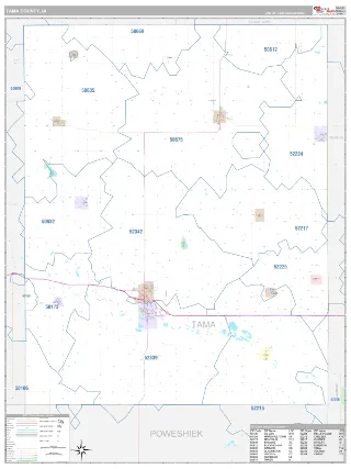 Tama County, IA Classic style ZIP Code wall map