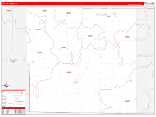 Taylor County, IA RedLine style ZIP Code wall map