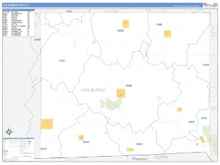 Van Buren County, IA Business Reference style ZIP Code wall map