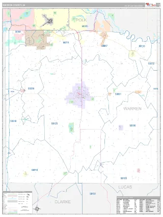 Warren County, IA Classic style ZIP Code wall map