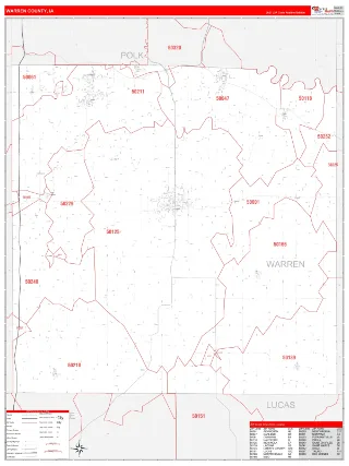 Warren County, IA RedLine style ZIP Code wall map